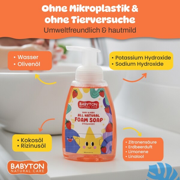 Babyton Naturalne mydło w piance dla dzieci 350 ml – delikatne i bez parabenów