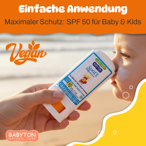 Babyton Children's Sunscreen Stick SPF 50 | Mineral & Water-Resistant, 20g