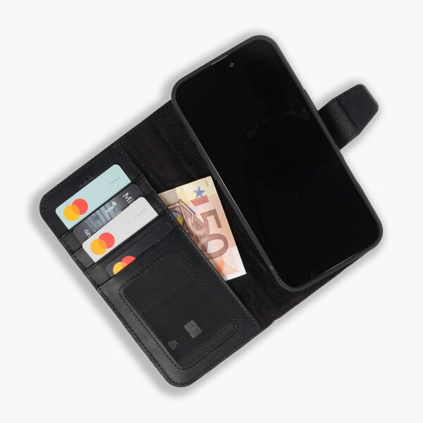 Funda de piel Wachikopa compatible con iPhone 16 Pro con ranura para tarjetas