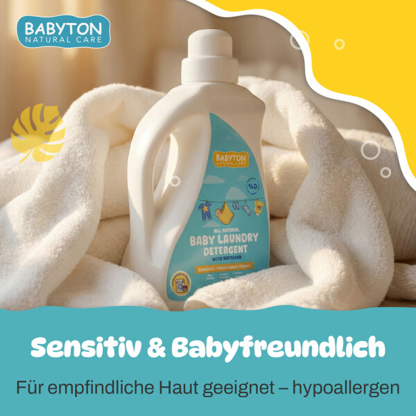 Babyton Baby Laundry Detergent 1000ml | gentle, liquid, 35 washes, safe for babies