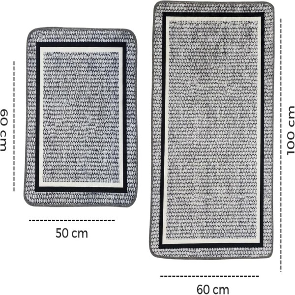 Set de tapis de bain antidérapants Miqna, 2 pièces, lavables (60x100 et 50x60 cm)
