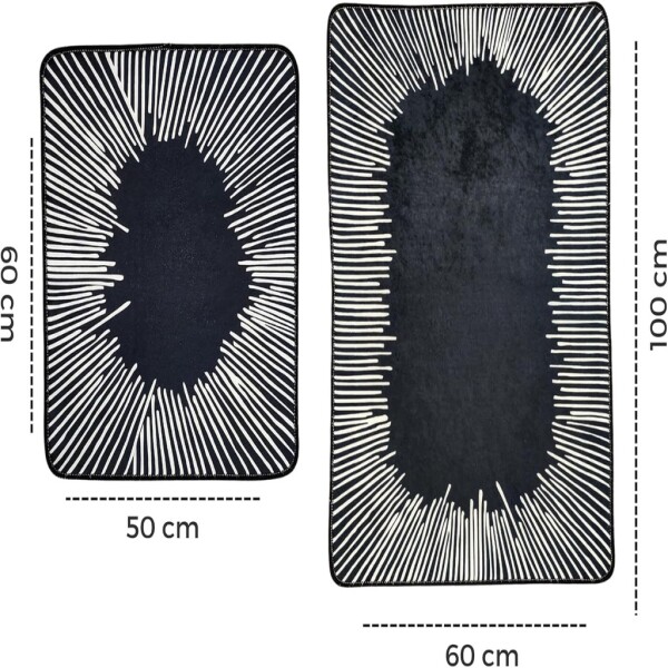 Miqna 2-piece non-slip bath mat Set , washable (60x100 &amp;amp; 50x60 cm)