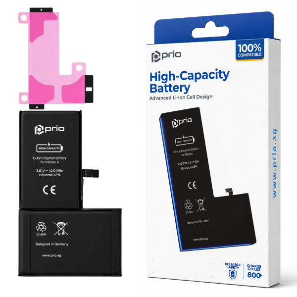 prio Hochleistungsakku für iPhone X (3150 mAh) - Universal APN -