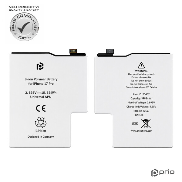 prio Battery for iPhone 17 Pro (Universal APN)