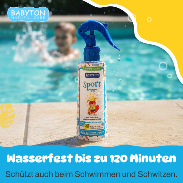 Babyton Kids Sunscreen SPF 50 Spray | Mineral, Water-resistant, Sensitive Skin