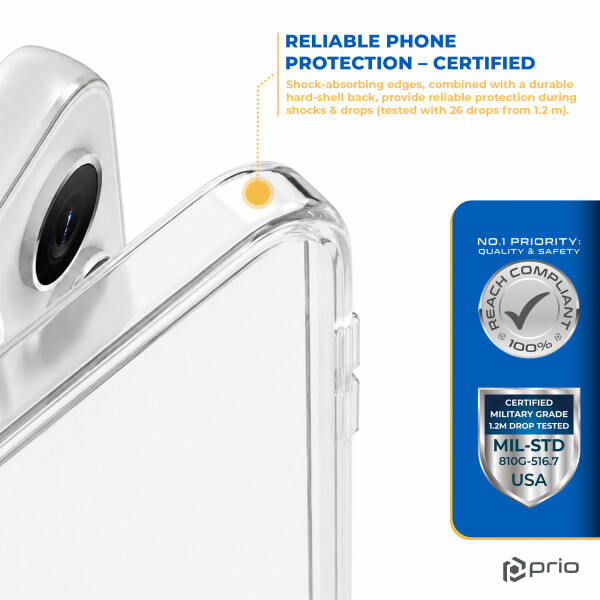 prio Schutzhülle für iPhone 17e / 16e, transparent