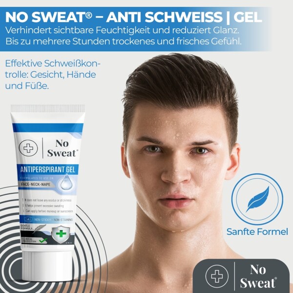 2 pieces No Sweat Antiperspirant Gel 50ml - Strong against sweating on the face, neck, and throat