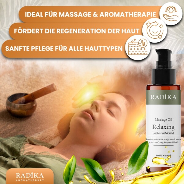 Massage oil, relaxing massage oil, 100% pure, organic, natural, 100 ml