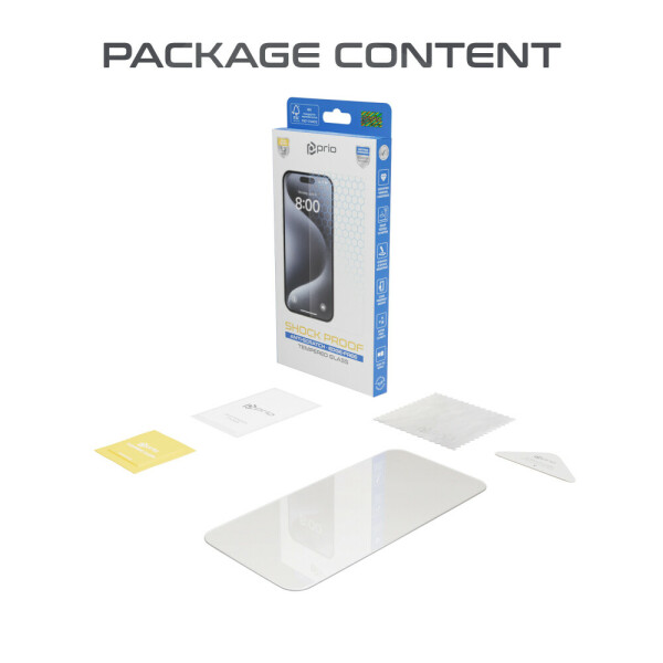 prio Shock Proof Displayschutzglas für iPhone 16 / 15 / 15 Pro (6,1 Zoll) klar | Panzerglas