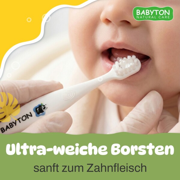 Babyton organic toothbrush made from corn, soft & environmentally friendly, ergonomic handle