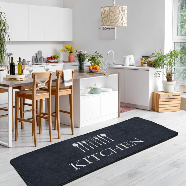 miqna Kitchen Rug, Non-Slip Kitchen Runner, Washable Kitchen Carpet, Black
