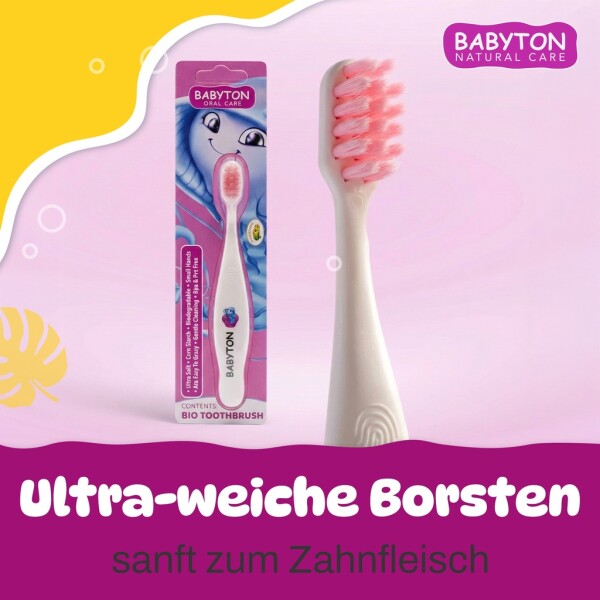 Babyton organic toothbrush made from corn, soft & environmentally friendly, ergonomic handle