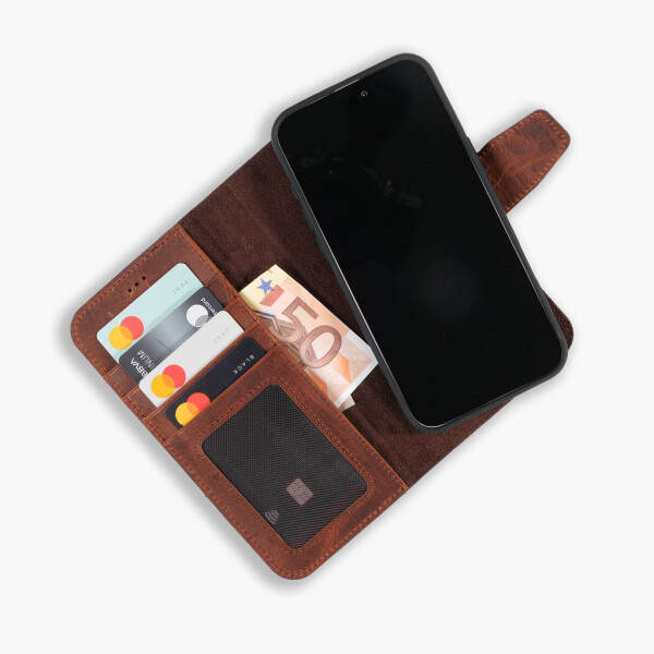 Funda de piel Wachikopa compatible con iPhone 16 con ranura para tarjetas