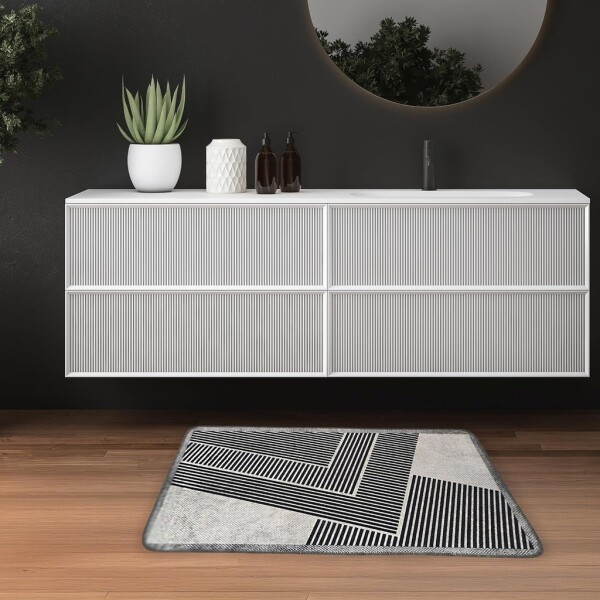 Miqna 2 parçalı kaymaz banyo paspası Set , yıkanabilir (60x100 ve 50x60 cm)