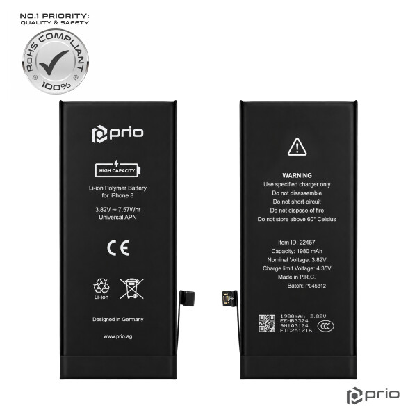 prio Hochleistungsakku für iPhone 8 (1980 mAh) - Universal APN -