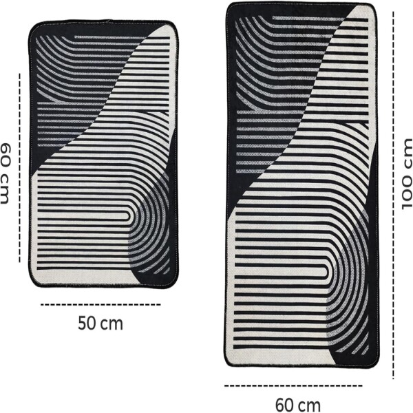 Set alfombras de baño antideslizantes Miqna de 2 piezas, lavables (60x100 y 50x60 cm)