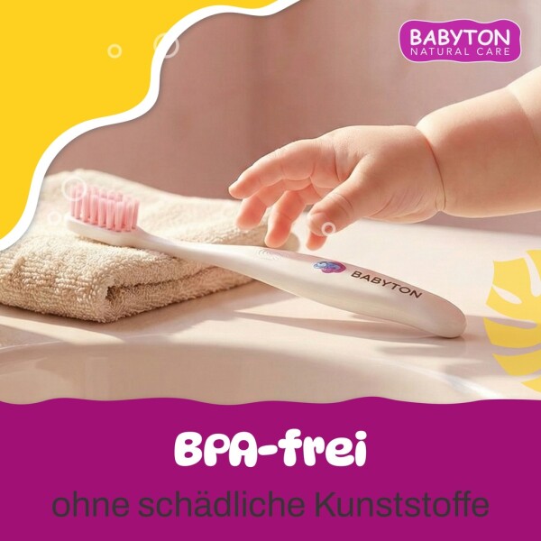 Babyton organic toothbrush made from corn, soft & environmentally friendly, ergonomic handle