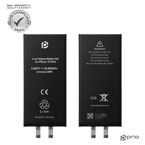 Cellule de batterie prio pour iPhone 15 Plus (sans câble flexible)