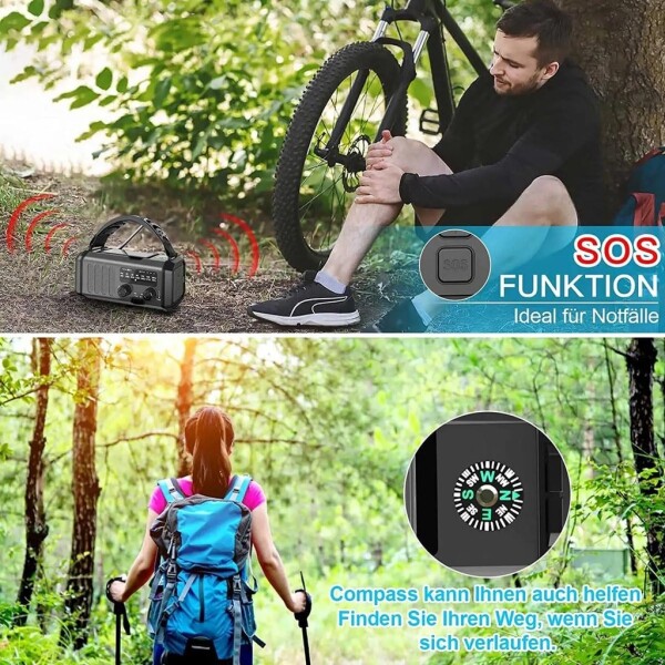 UFUZON Ishiva 10000mAh Emergency Solar Radio, Hand Crank and Battery Operated