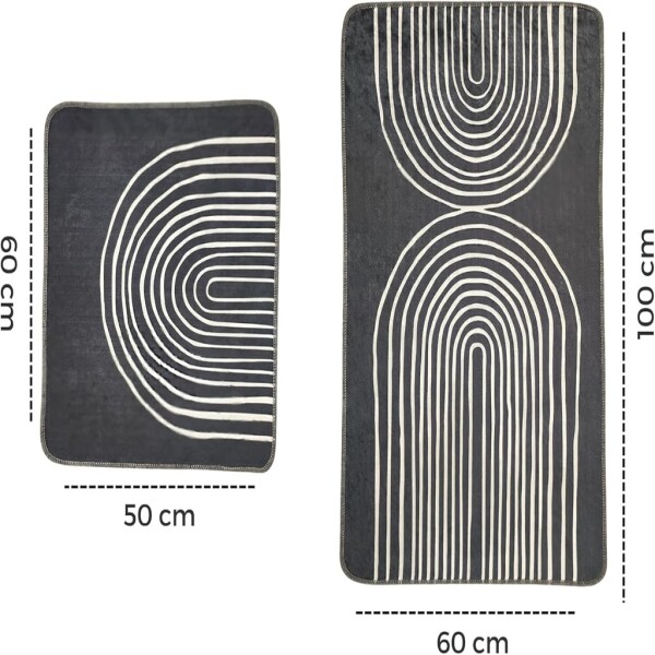 Miqna 2-piece non-slip bath mat Set , washable (60x100 &amp;amp; 50x60 cm)