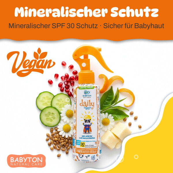 Babyton Children's Sunscreen Spray SPF 30 | Waterproof, Natural & Gentle for Babies