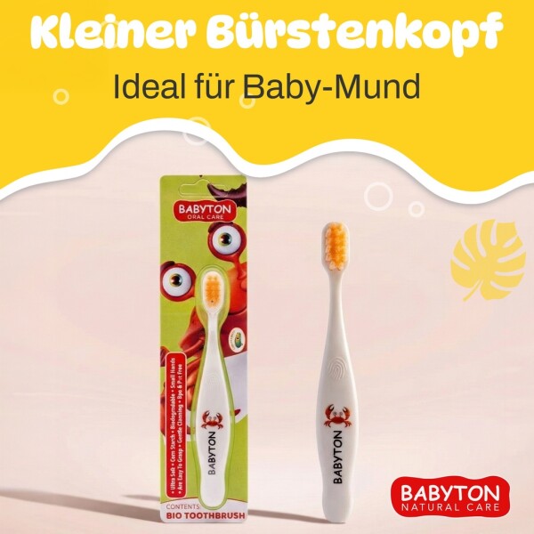 Babyton organic toothbrush made from corn, soft & environmentally friendly, ergonomic handle