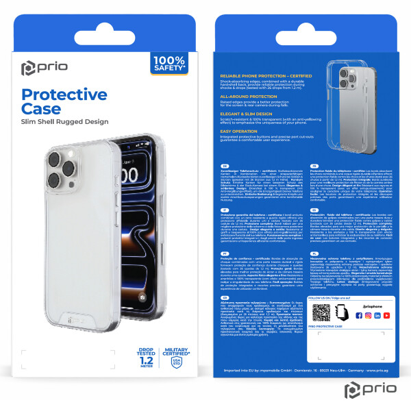 prio Schutzhülle für iPhone 17e / 16e, transparent