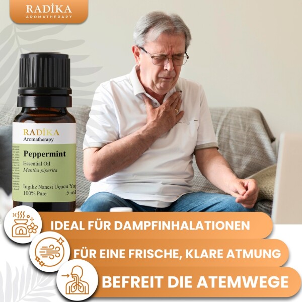 Peppermint oil, essential oil, 100% pure, organic, natural, 10 ml