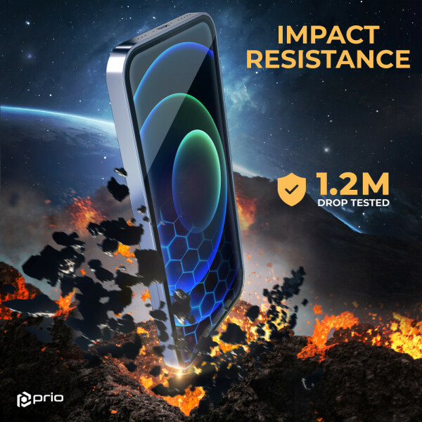 prio 3D Shock Proof Tempered Glass for iPhone 16/15 (6.1in) black