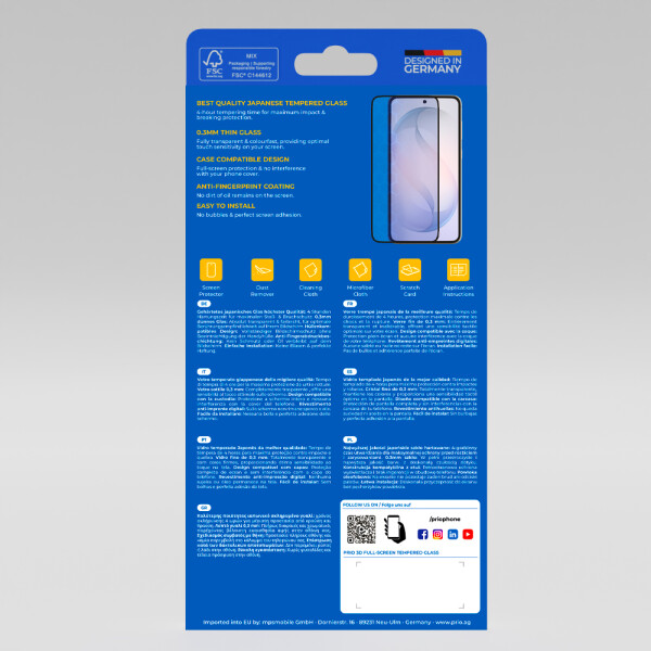 prio Panzerglas für Samsung Galaxy A57 A37 S24 FE – 3D Full Cover Displayschutzfolie aus 9H gehärtetem Glas, schwarz