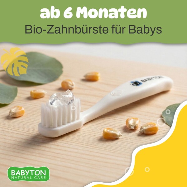 Babyton organic toothbrush made from corn, soft & environmentally friendly, ergonomic handle