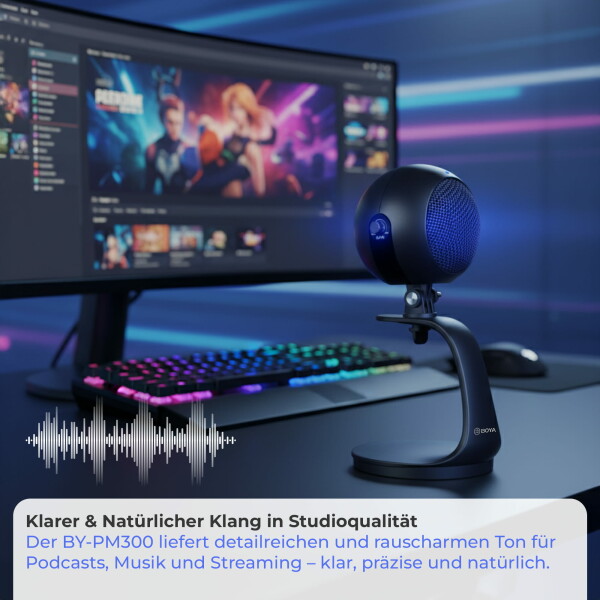 BOYA BY-PM300 USB Microphone – Podcast, Streaming, Studio, Cardioid, Plug & Play
