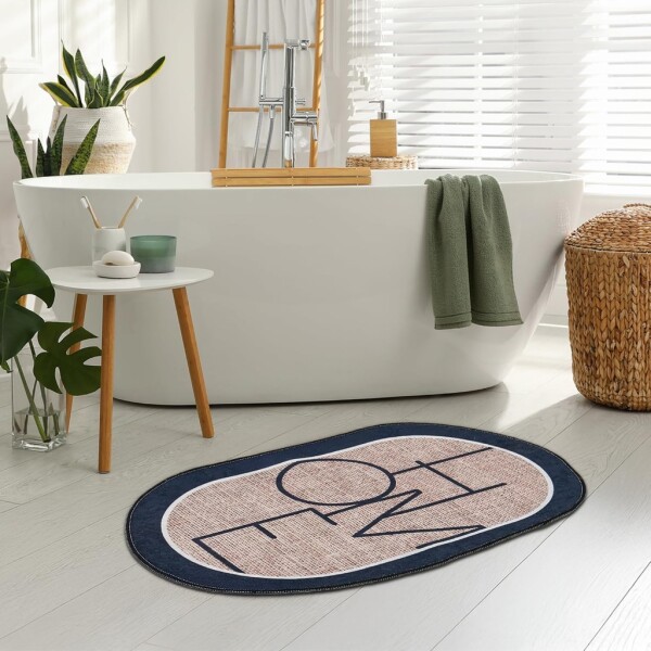 Set tapetes de banho antiderrapantes Miqna de 2 peças, laváveis (60x100 e 50x60 cm)