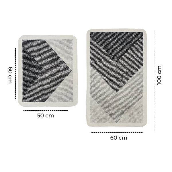 Miqna 2-piece non-slip bath mat Set , washable (60x100 &amp;amp; 50x60 cm)