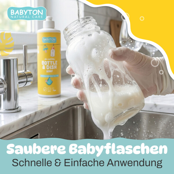 Babyton Baby Bottle Cleaner 500ml | Plant-based, Non-toxic, Easy to rinse