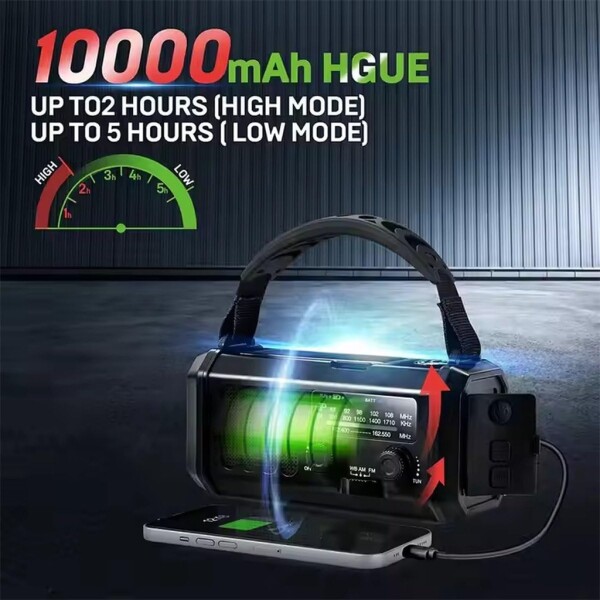 UFUZON Ishiva 10000mAh Emergency Solar Radio, Hand Crank and Battery Operated
