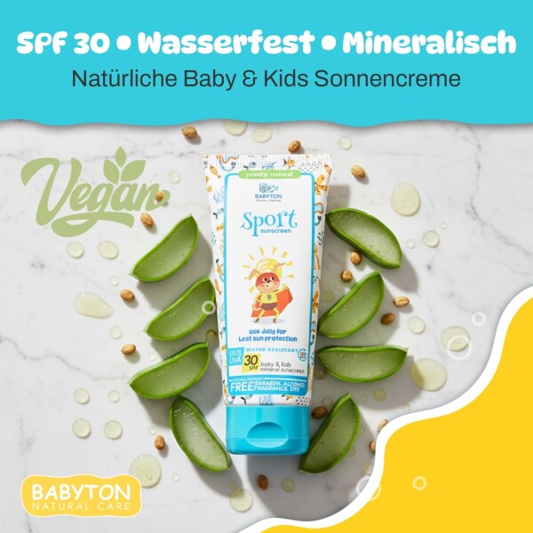 Babyton Mineral Sunscreen SPF 30 for Babies & Children, Water-Resistant, Gentle