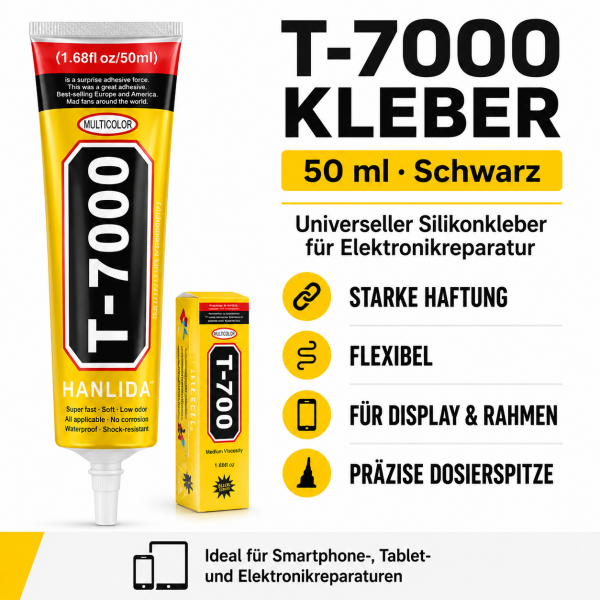T-7000 Kleber 50ml Schwarz – Universeller Silikonkleber für Elektronikreparatur
