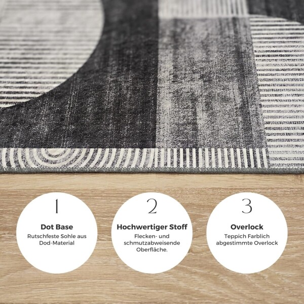 Miqna 2-piece non-slip bath mat Set , washable (60x100 &amp;amp; 50x60 cm)