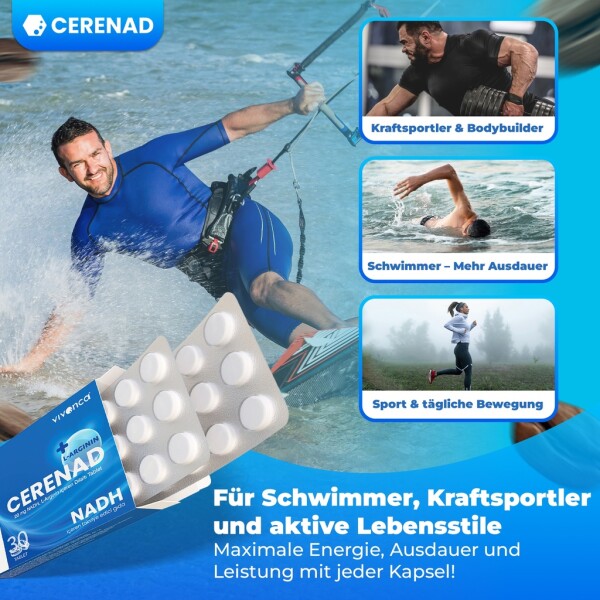 CERENAD L-Arginine + NADH – Potency, Energy, Performance – 30 Sublingual Tablets