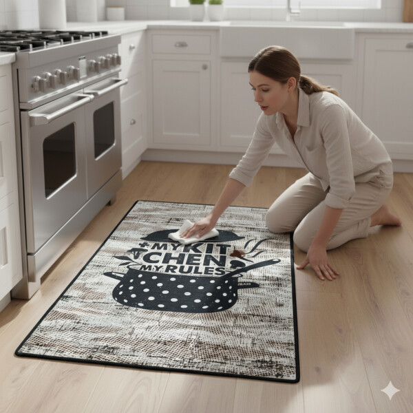 miqna Kitchen Rug Grey White Black, Non-Slip – Design My Kitchen My Rules