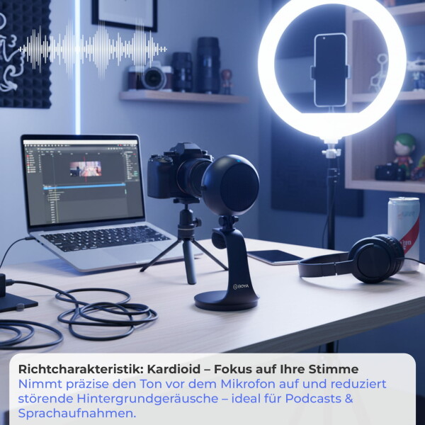BOYA BY-PM300 USB Microphone – Podcast, Streaming, Studio, Cardioid, Plug & Play