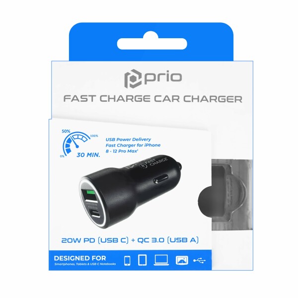 PACK CHARGEUR VOITURE RAPIDE USB-C 20W PD 12/24V + CABLE USB-C