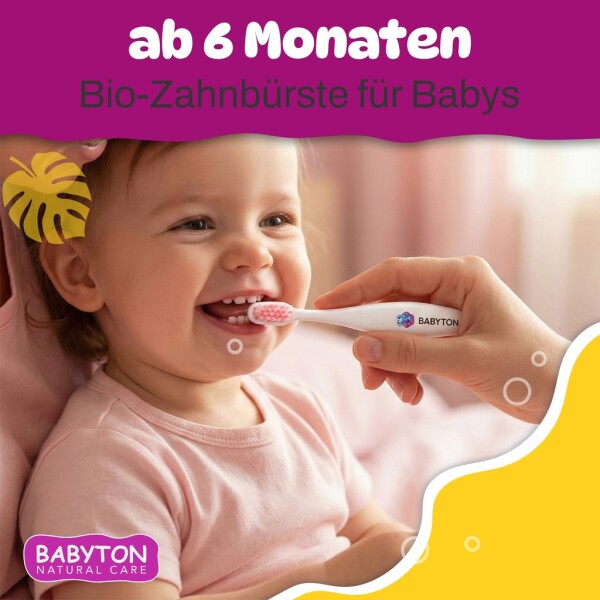 Babyton organic toothbrush made from corn, soft & environmentally friendly, ergonomic handle