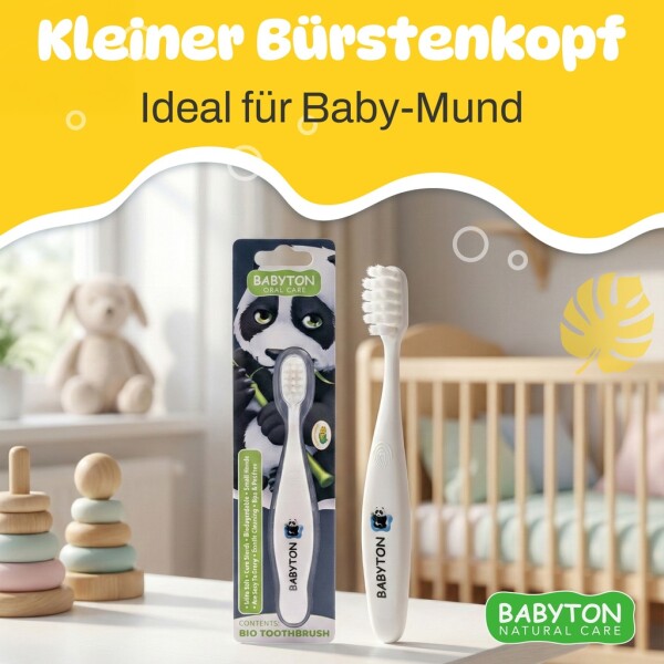 Babyton organic toothbrush made from corn, soft & environmentally friendly, ergonomic handle