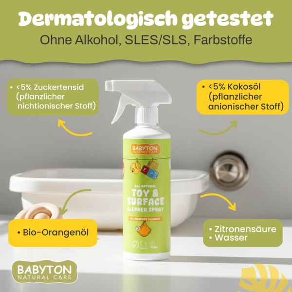Babyton Natuurlijke Reiniger 500 ml | Niet giftig, op plantenbasis, voor baby's en kinderen