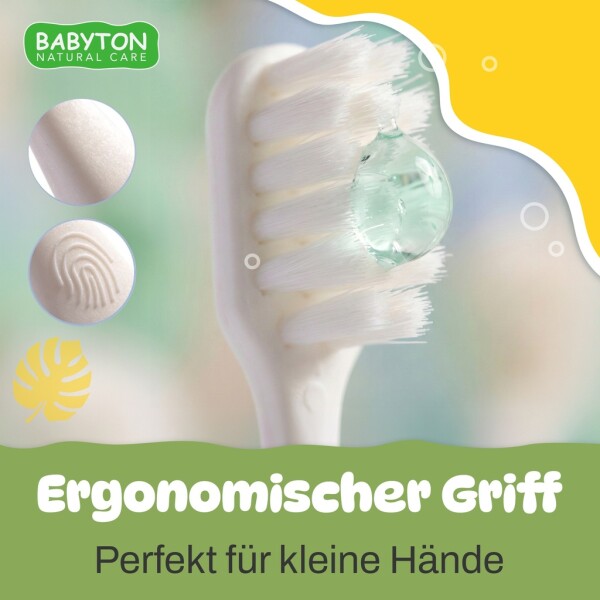 Babyton organic toothbrush made from corn, soft & environmentally friendly, ergonomic handle