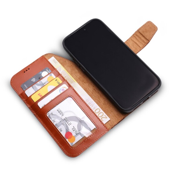 Capa de couro Wachikopa para iPhone 17 Pro Max com compartimento para cartão MagSafe