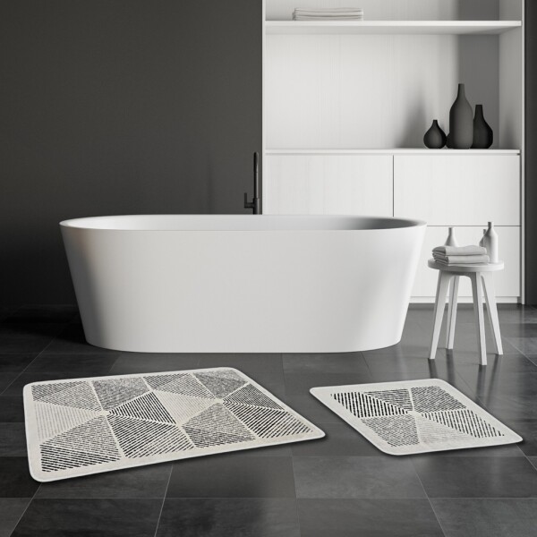 Miqna 2-piece non-slip bath mat Set , washable (60x100 & 50x60 cm)