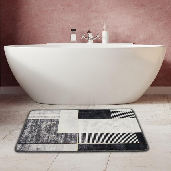 Set tapis de bain antidérapants Miqna 2 pièces, lavables (60x100 et 50x60 cm)